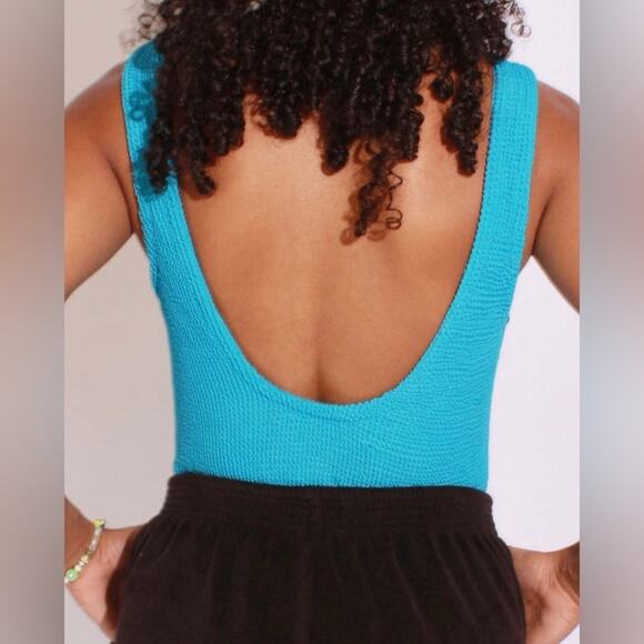 NWOT Free People Araminta James The Lolita Crinkle Top Azure Blue Size Medium - Picture 5 of 12